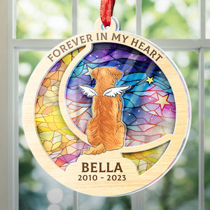 Forever In My Heart - Memorial Personalized Custom Suncatcher Ornament - Acrylic Round Shaped - Christmas Gift, Sympathy Gift For Pet Owners, Pet Lovers