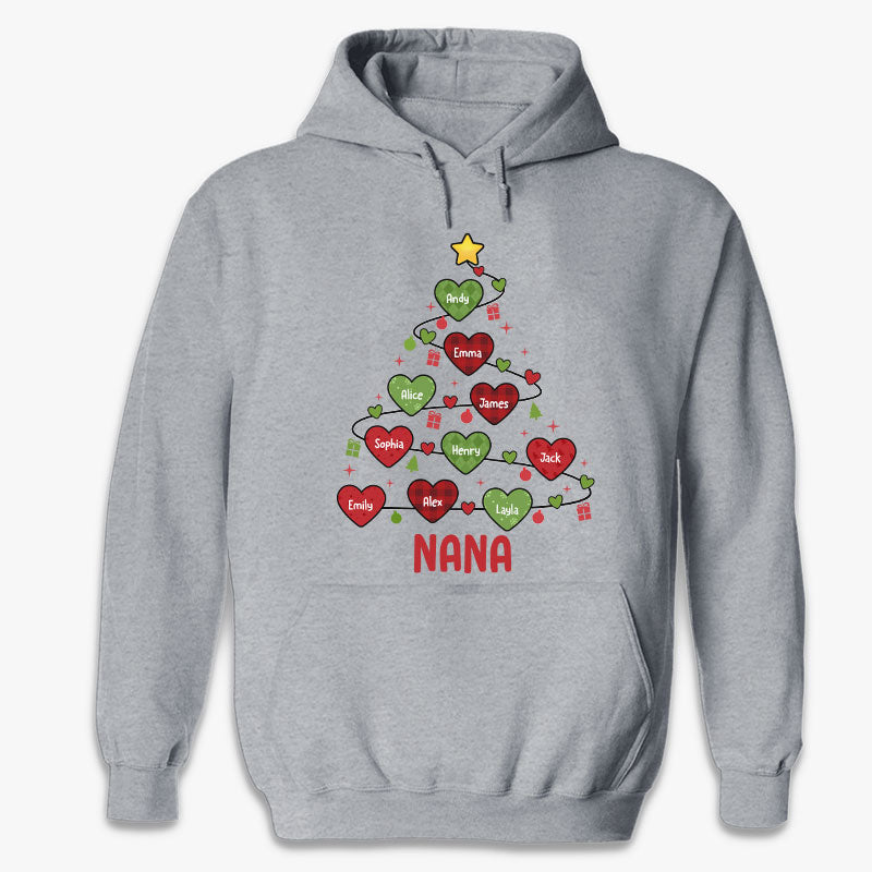 Grandma And Kids Christmas Heart Tree - Family Personalized Custom Unisex T-shirt, Hoodie, Sweatshirt - Christmas Gift For Mom, Grandma