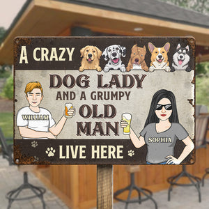 Watch Out, A Crazy Family Lives Here With Fur Babies - Dog Personalized Custom Home Decor Metal Sign - House Warming Gift For Pet Owners, Pet Lovers