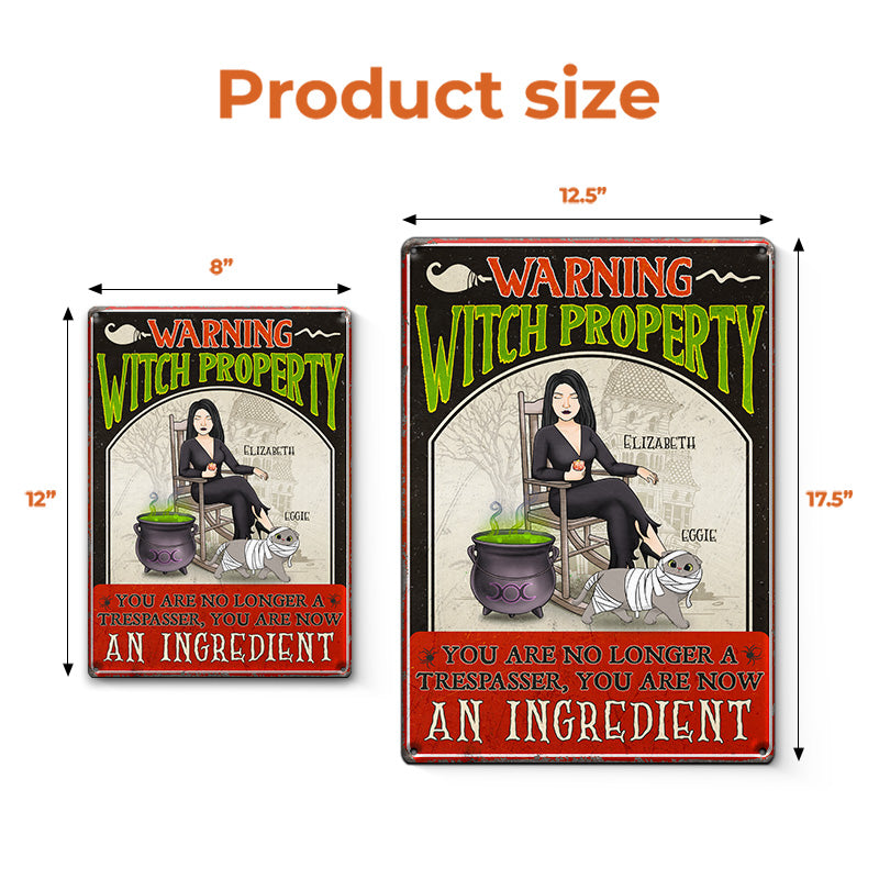 You Are No Longer A Trespasser - Cat Personalized Custom Home Decor Metal Sign - Halloween Gift For Witches, Yourself, Pet Owners, Pet Lovers