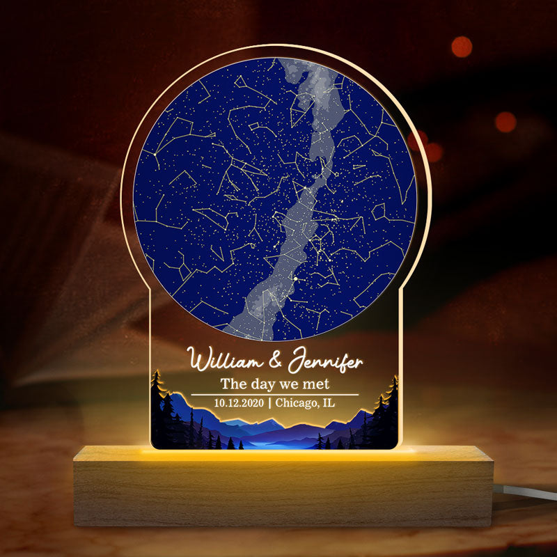 The Day We Met - Couple Personalized Custom Shaped 3D LED Light - Gift For Husband Wife, Anniversary