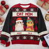 Cat Mom Cat Dad Merry Christmas - Personalized Custom Unisex Ugly Christmas Sweatshirt, Wool Sweatshirt, All-Over-Print Sweatshirt - Gift For Cat Lovers, Pet Lovers, Christmas New Arrival Gift