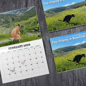 Dogs Pooping In Beautiful Places - Dog 2024 Wall Calendar - Gift For Pet Owners, Pet Lovers