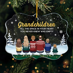 Grandchildren Fill The Space In Your Heart - Family Personalized Custom Ornament - Acrylic Benelux Shaped - Christmas Gift For Family Members