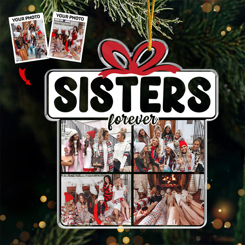 Custom Photo Sisters By Heart - Bestie Personalized Custom Ornament - Acrylic Custom Shaped - Christmas Gift For Best Friends, BFF, Sisters (sku: AOP-M048_UPOCP/10CM) | PawfectHouse™ | Reviews On