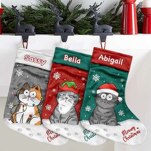 Meowy Christmas - Cat Personalized Custom Christmas Stocking - Christmas Gift For Pet Owners, Pet Lovers