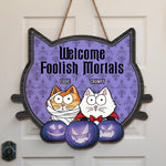 Custom Name Halloween Cat Decor for Cat Lovers - Personalized Wood Sign
