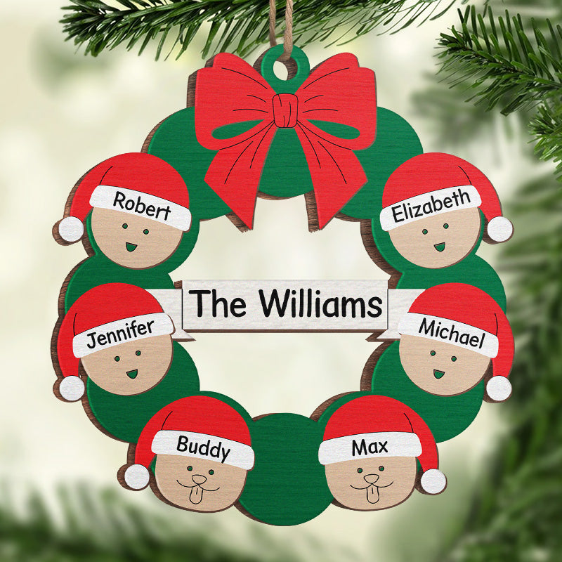 Family Where Love Never Ends - Family Personalized Custom Ornament - Wood Custom Shaped - Christmas Gift For Family Members