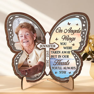 Custom Photo You Will Always Be In My Heart - Memorial Personalized Custom 2-Layered Wooden Plaque With Stand - Sympathy Gift For Family Members