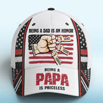 Being A Dad Is An Honor - Family Personalized Custom Hat, All Over Print Classic Cap - Father's Day, Birthday Gift For Dad, Grandpa