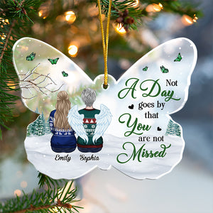 Never Forgotten Forever Missed - Memorial Personalized Custom Ornament - Acrylic Butterfly Shaped - Christmas Gift, Sympathy Gift For Family Members