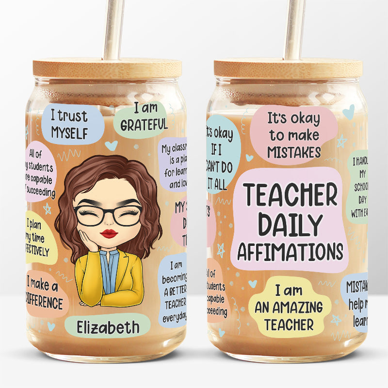 Teacher Daily Affirmation - Personalized Acrylic Tumbler With Straw