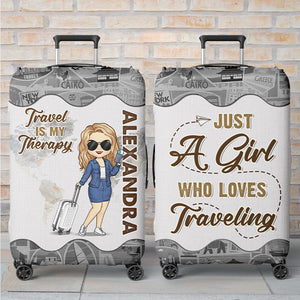 A Girl Who Loves Traveling - Travel Personalized Custom Luggage Cover - Holiday Vacation Gift, Gift For Adventure Travel Lovers
