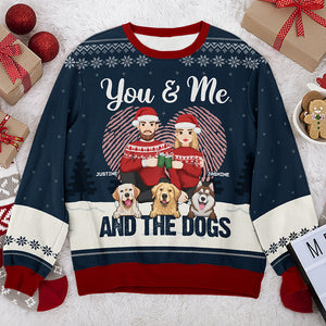 You & Me And The Fur Babies - Couple Personalized Custom Ugly Sweatshirt - Unisex Wool Jumper - Christmas Gift For Husband Wife, Pet Owners, Pet Lovers