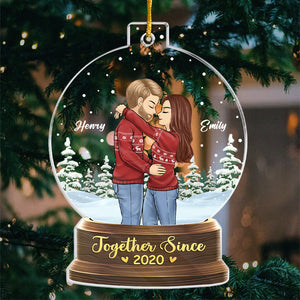 Together Till The End - Couple Personalized Custom Ornament - Acrylic Snow Globe Shaped - Christmas Gift For Husband Wife, Anniversary