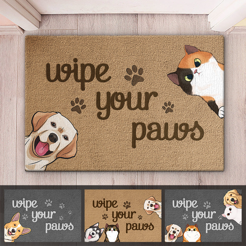 Wipe Your Paws - Dog & Cat Personalized Custom Home Decor Decorative Mat - House Warming Gift, Gift For Pet Owners, Pet Lovers