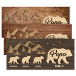 Follow Papa Bear - Family Personalized Custom Rectangle Shaped Home Decor Wood Sign - House Warming Gift For Dad