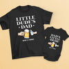 Dad's Little Dude & Girl - Family Personalized Custom Matching T-Shirt And Baby Onesie - Father's Day, Baby Shower Gift, Gift For First Dad