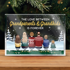 The Love Between Grandparents & Grandkids - Family Personalized Custom Rectangle Shaped Acrylic Plaque - Christmas Gift For Family Members