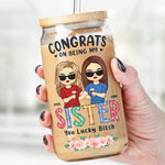 Custom Name Funny Sister Gifts for Women - Personalized Glass Cup