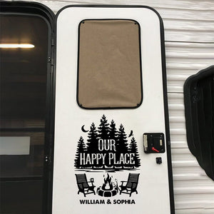 Personalized Camper Doormat Our Happy Place Custom Camping Door