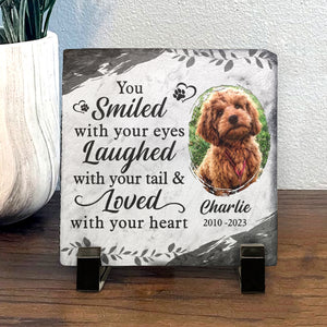 Custom Photo Loved With Your Heart - Memorial Personalized Custom Square Shaped Memorial Stone - Sympathy Gift For Pet Owners, Pet Lovers
