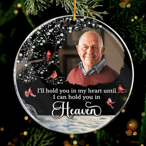 Photo personnalisée « Je te garderai dans mon cœur » - Ornement personnalisé familial - Forme ronde en acrylique - Cadeau de Noël, cadeau de condoléances pour les membres de la famille