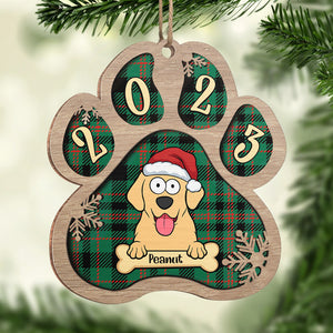 Happy Pawlidays - Dog Personalized Custom Ornament - Wood Paw Shaped - Christmas Gift For Pet Owners, Pet Lovers