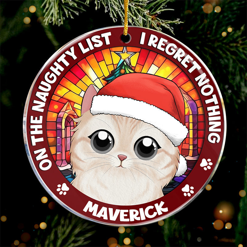 Dear Santa Define Naughty - Cat Personalized Custom Ornament - Acrylic Round Shaped - Christmas Gift For Pet Owners, Pet Lovers
