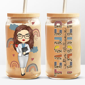 Best Teacher Ever - Teacher Personalized Custom Glass Cup, Iced Coffee Cup - Gift For Teacher, Back To School