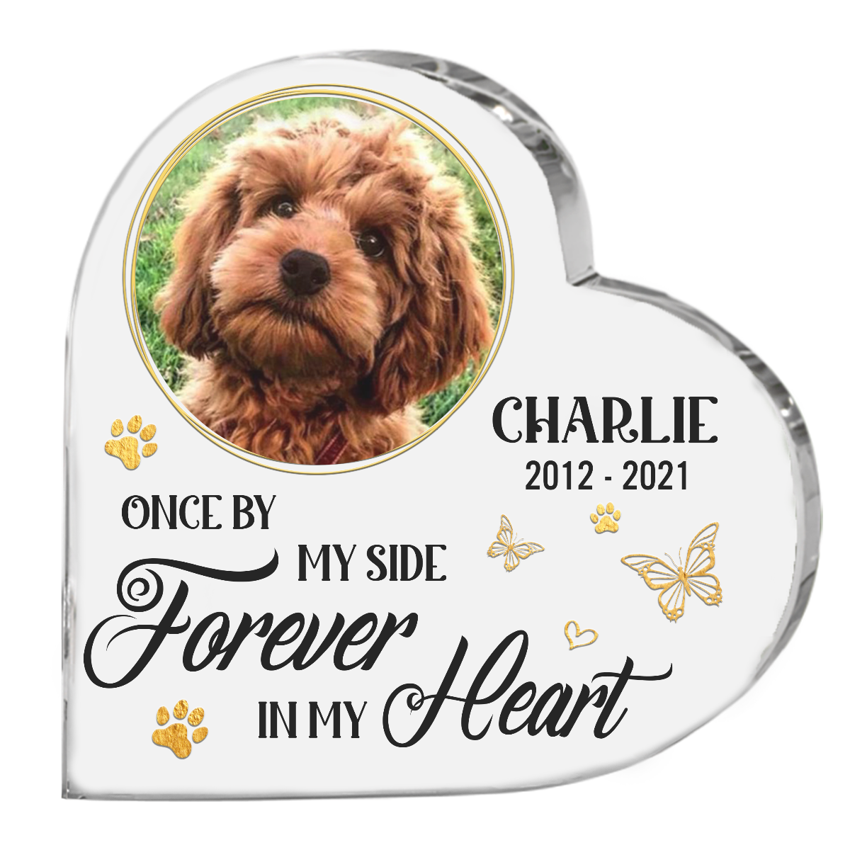 Custom Photo Forever In My Heart - Memorial Personalized Custom Heart Shaped Acrylic Plaque - Sympathy Gift, Gift For Pet Owners, Pet Lovers