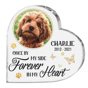 Custom Photo Forever In My Heart - Memorial Personalized Custom Heart Shaped Acrylic Plaque - Sympathy Gift, Gift For Pet Owners, Pet Lovers