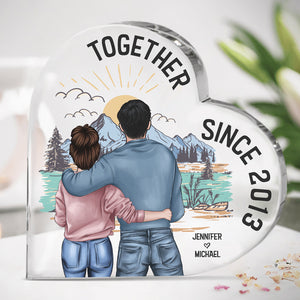 We've Been Together Since - Couple Personalized Custom Heart Shaped Acrylic Plaque - Gift For Husband Wife, Anniversary