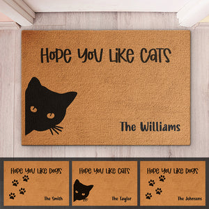 Hope You Like Cats Or Dogs - Dog & Cat Personalized Custom Home Decor Decorative Mat - House Warming Gift For Pet Owners, Pet Lovers