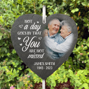 Custom Photo You Will Live Forever In Our Hearts - Memorial Personalized Memorial Garden Slate & Hook - Sympathy Gift For Family Members