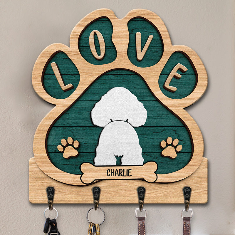 Life Is Better With Fur Baby - Dog Personalized Custom Home Decor Paw Shaped Key Hanger, Key Holder - Gift For Pet Owners, Pet Lovers (sku: KH-L002_UHWKH/30CM) | PawfectHouse™ | Reviews On