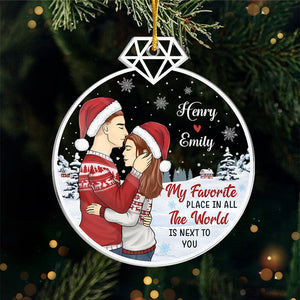 My Favorite Place In All The World - Couple Personalized Custom Ornament - Acrylic Custom Shaped - Christmas Gift For Husband Wife, Anniversary