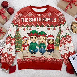 The True Spirit Of Christmas - Family Personalized Custom Ugly Sweatshirt - Unisex Wool Jumper - Christmas Gift For Family Members