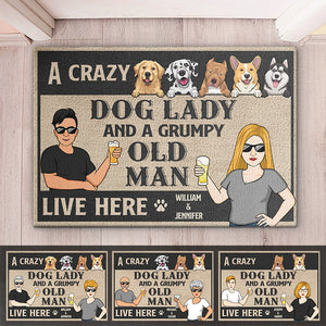 Watch Out, A Crazy Lady And A Grumpy Old Man Live Here - Dog Personalized Custom Decorative Mat - Gift For Pet Owners, Pet Lovers