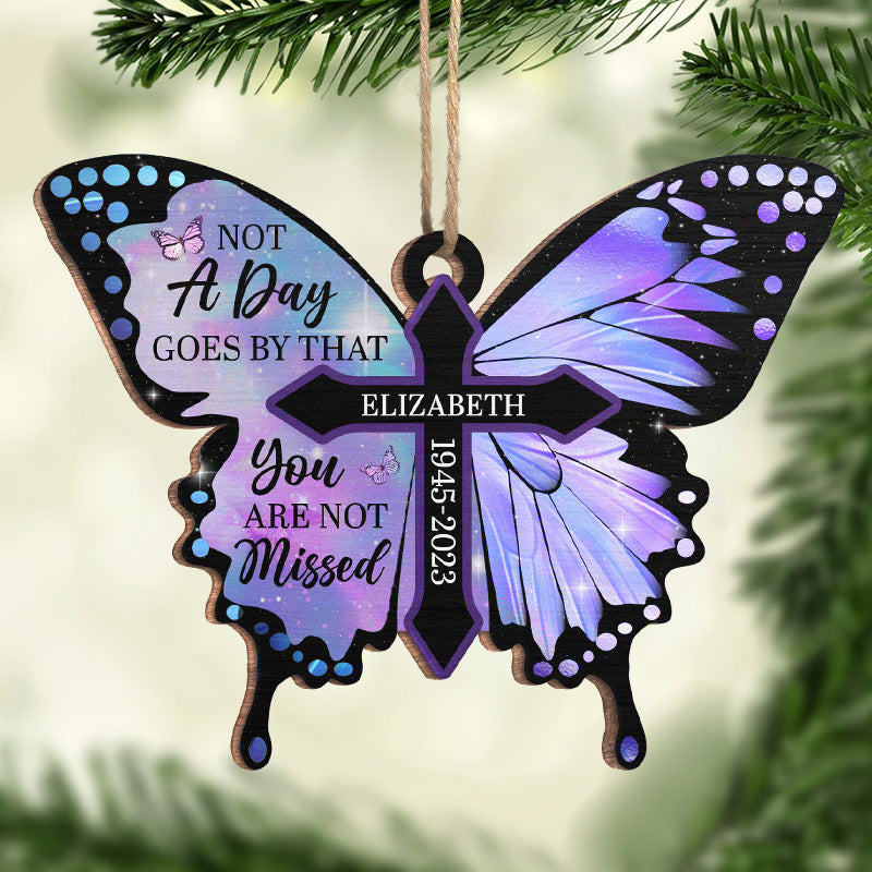 Forever In Our Hearts - Memorial Personalized Custom Ornament - Wood Butterfly Shaped - Christmas Gift, Sympathy Gift For Family Members