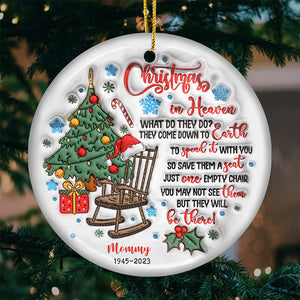 Christmas In Heaven - Memorial Personalized Custom Ornament - Ceramic Round Shaped - Christmas Gift, Sympathy Gift For Family Members