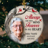 Custom Photo Forever In My Heart - Memorial Personalized Custom Ornament - Ceramic Round Shaped - Christmas Gift, Sympathy Gift For Family Members