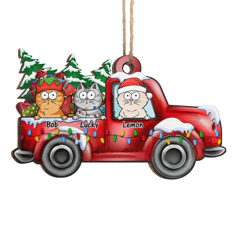 It's The Most Wonderful Time Of The Year - Cat Personalized Custom Ornament - Wood Car Shaped - Christmas Gift For Pet Owners, Pet Lovers