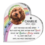 Custom Photo Just For Now We Are Apart - Memorial Personalized Custom Heart Shaped Acrylic Plaque - Sympathy Gift, Gift For Pet Owners, Pet Lovers