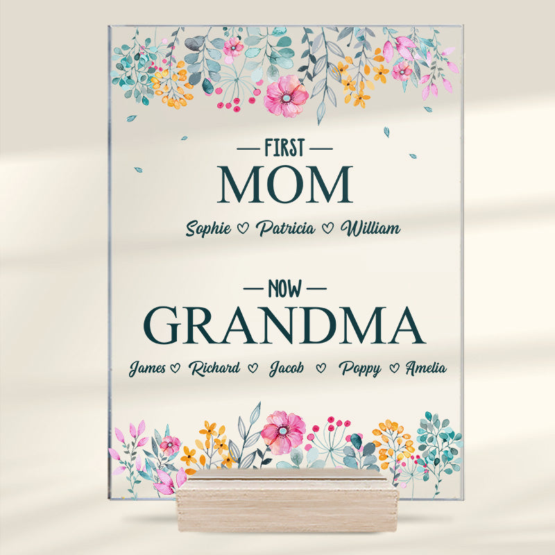 Acrylic Plaque Personalized First Mom Now Grandma Birth Month Flowers ...