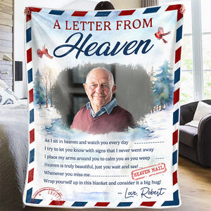 Custom Photo A Special Letter From Heaven - Memorial Personalized Custom Blanket - Christmas Gift, Sympathy Gift For Family Members