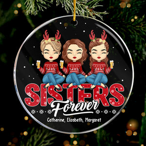 Besties Forever - Bestie Personalized Custom Ornament - Acrylic Round Shaped - Christmas Gift For Best Friends, BFF, Sisters