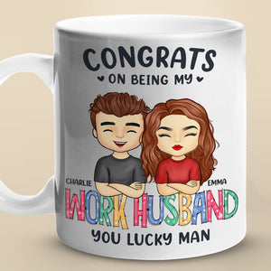 Congrats On Being My Work Wife - Couple Personalized Custom Mug - Gift For Husband Wife, Anniversary