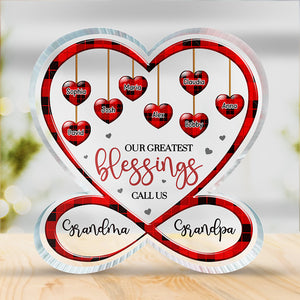 Love Being Called Grandma Grandpa - Family Personalized Custom Infinity Heart Shaped Acrylic Plaque - Gift For Family Members