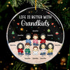 La vie est meilleure avec ses petits-enfants - Décoration personnalisée pour la famille - Forme ronde en acrylique - Cadeau de Noël pour les membres de la famille
